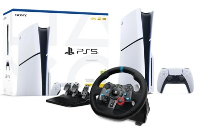 Sony PlayStation 5 Slim D Chassis (PS5) 1 ТБ с приводом + Logitech G29 Racing Wheel- фото