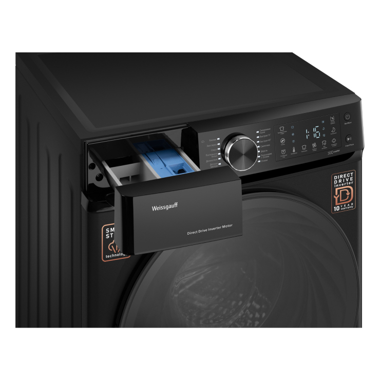 Weissgauff WM59411DirectDriveInverterSteamMattBlack- фото4
